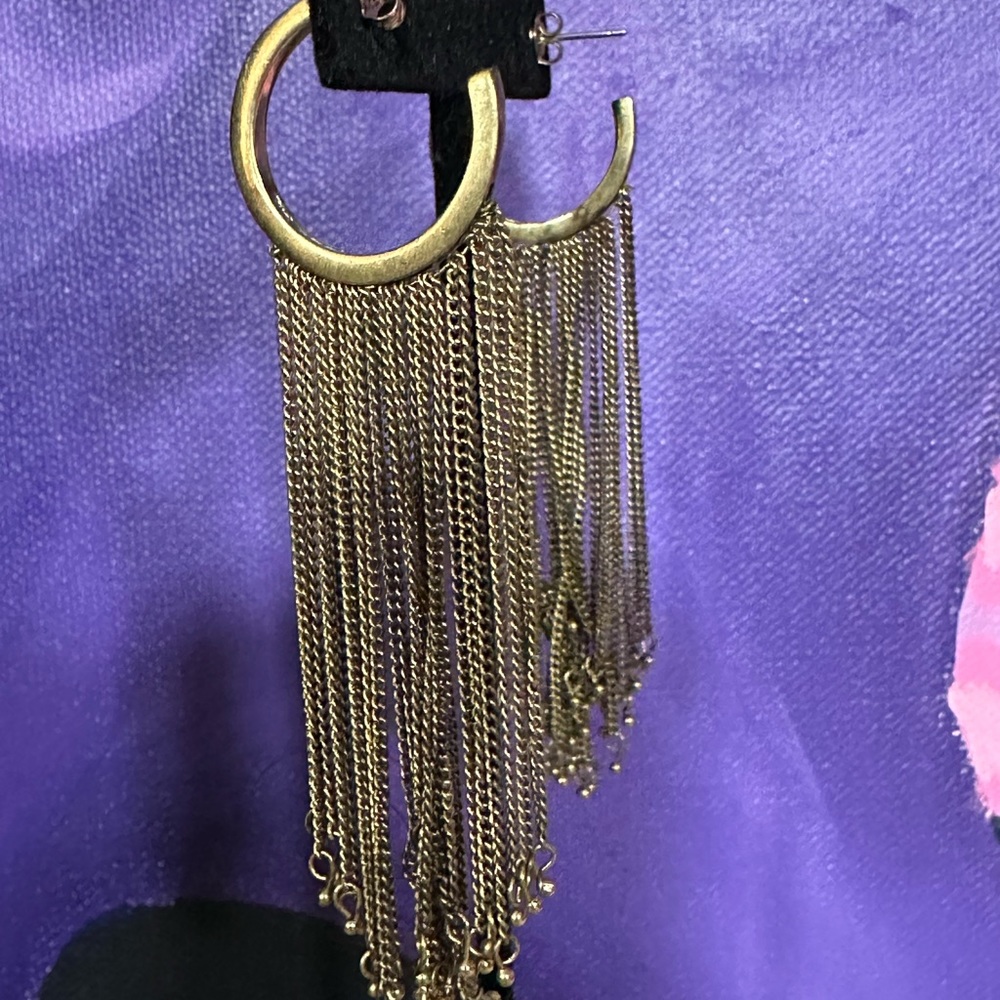 Hoop Chandelier Earrings in a Burnished Gold
